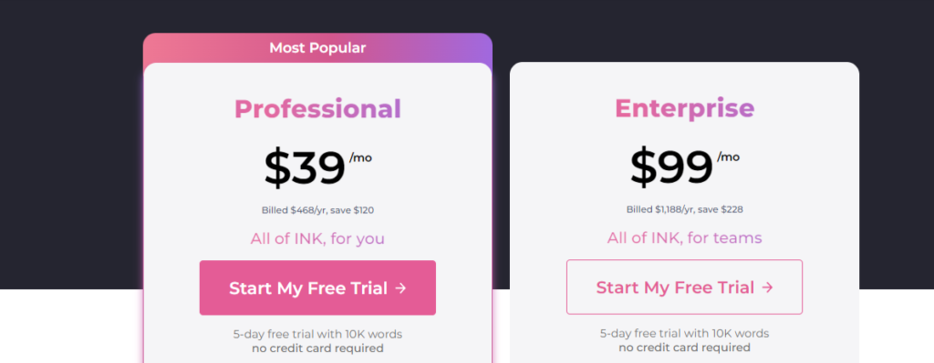 INK Pricing